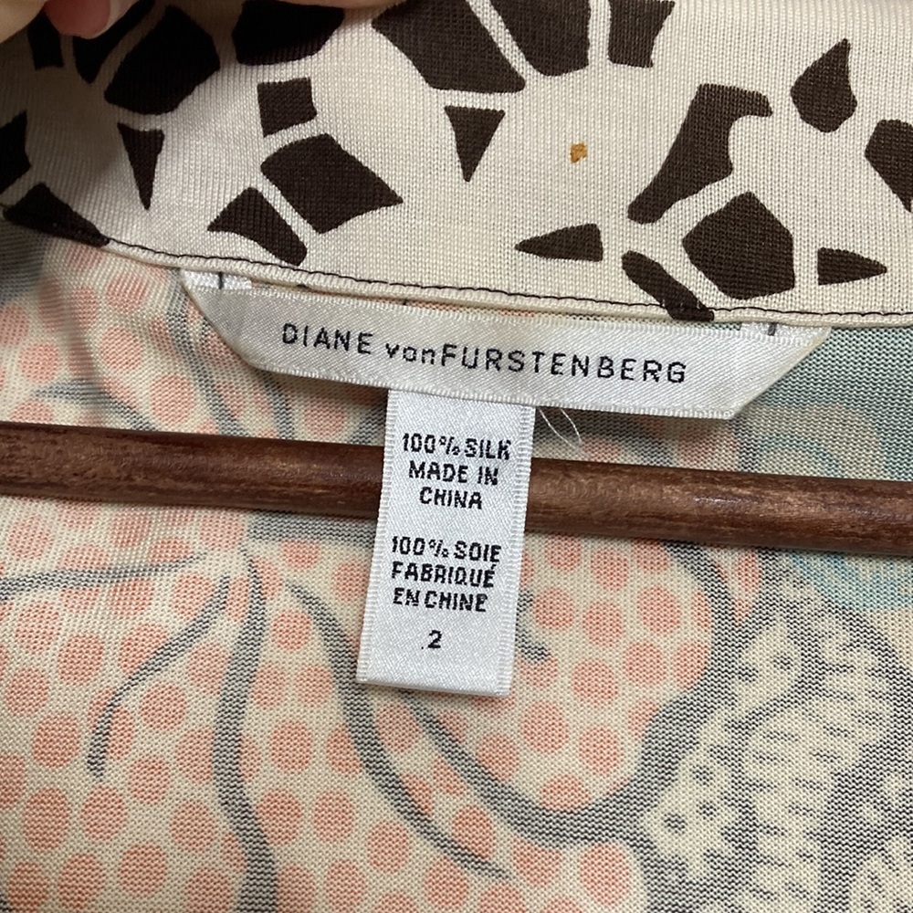 Diane Von Furstenberg Dress Womens 2 Silk Stretch Jersey Wrap Dress Orange Print - Picture 11 of 13